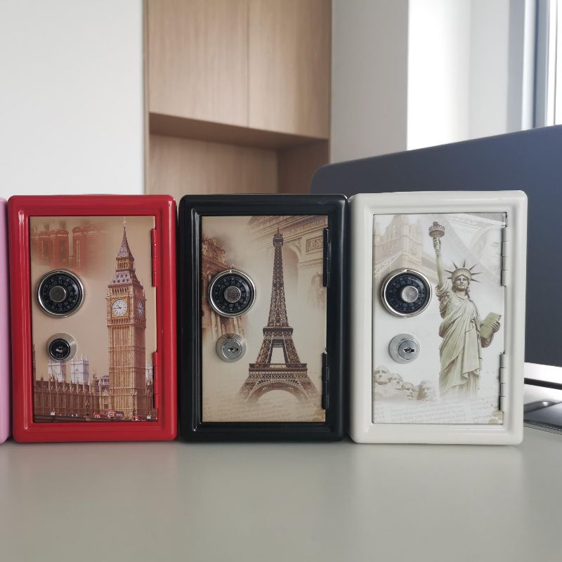 中夫新复古款迷你金属保险箱创意铁塔储蓄罐钥匙保险柜摆件厂家