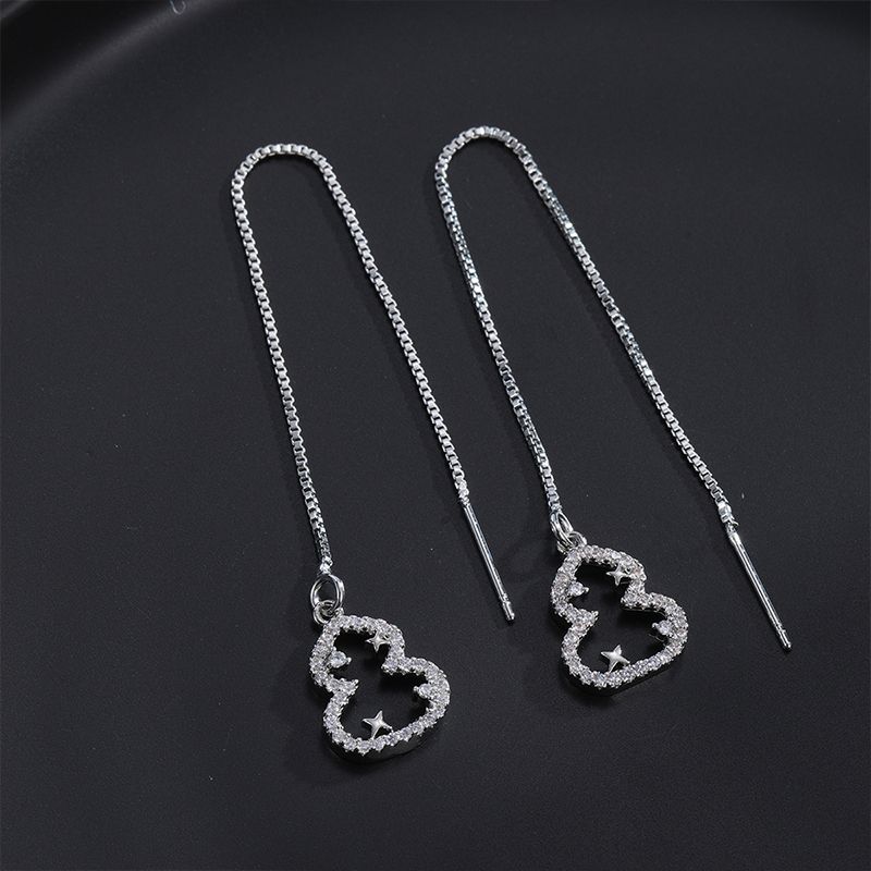 Korean version niche design small gourd ear string women long style slimming face, popular fashion earrings, simple and versatile earrings trend