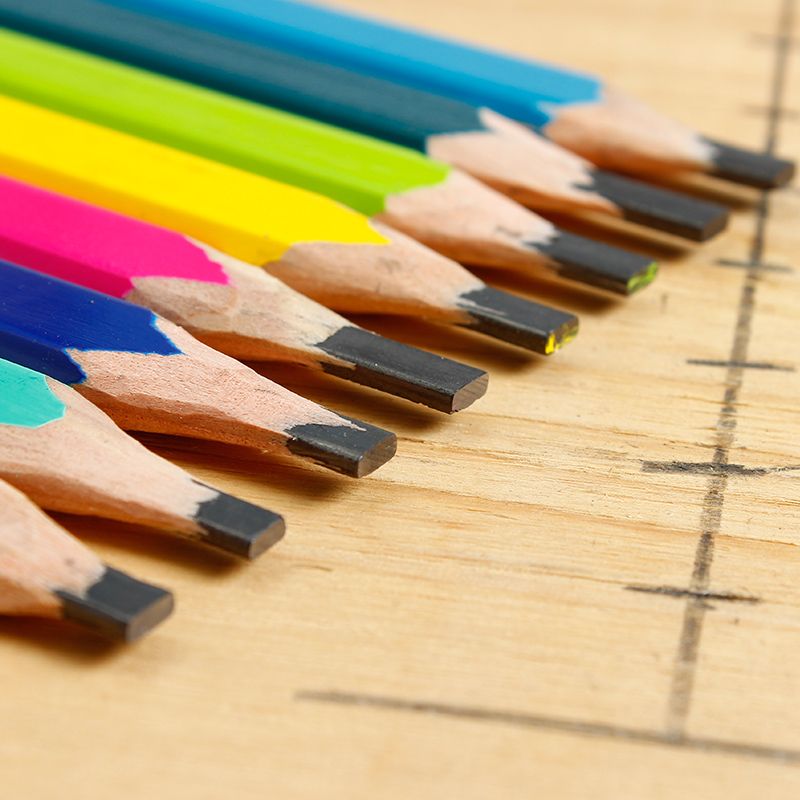 Use a flat octagonal black woodworking pencil and a thick, flat pencil for drawing details Picture