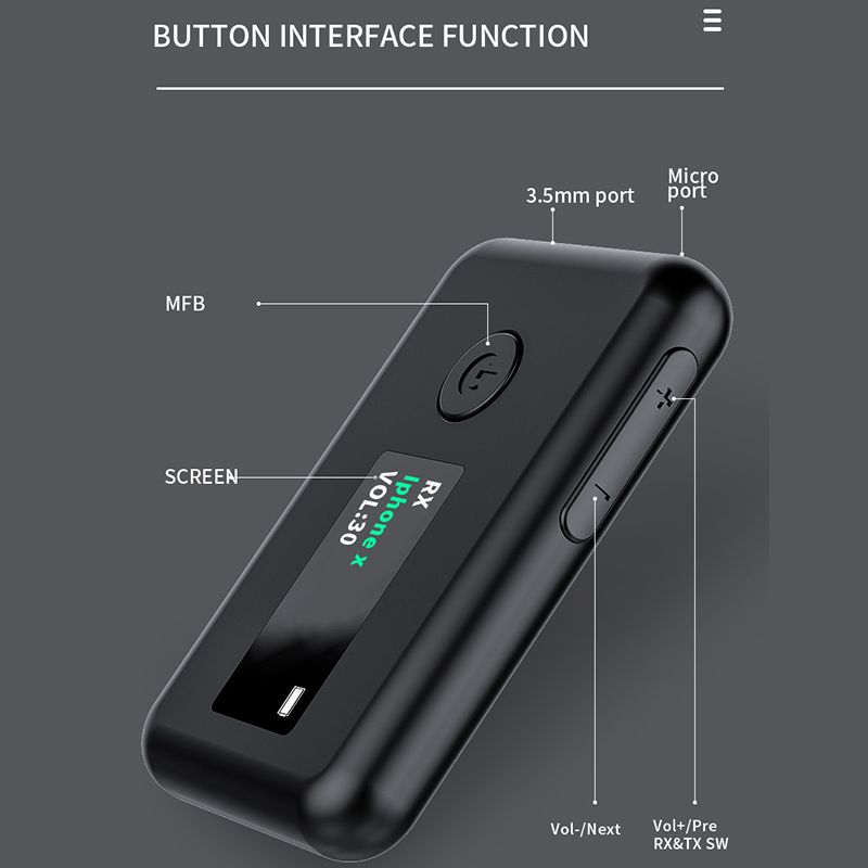 YET-T2蓝牙适配器 5.0输出接口AUX支持耳机配对连接工厂直销