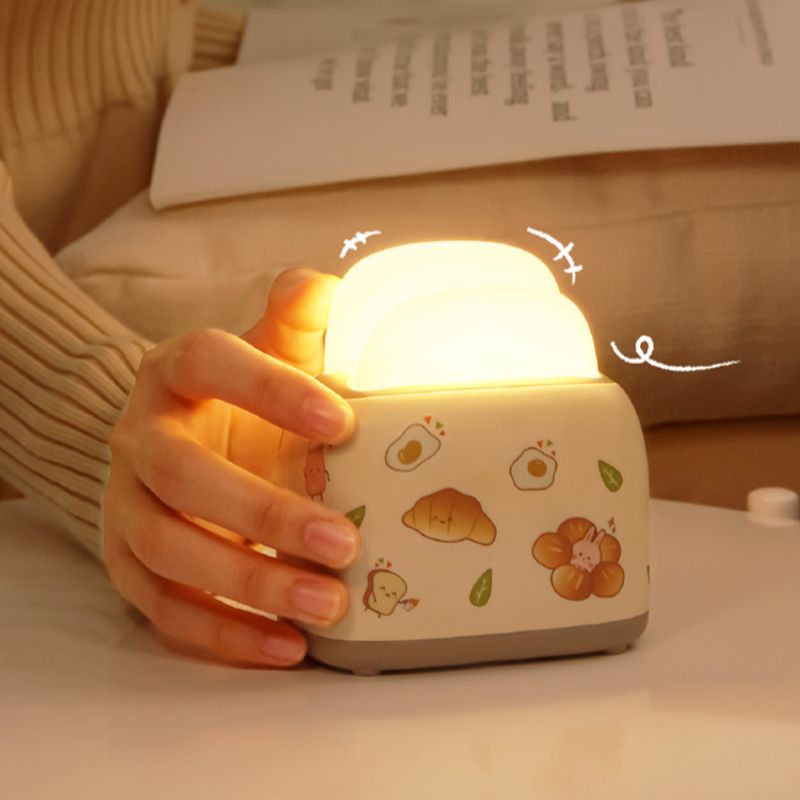 With a paper sticker wrapping machine, night light, cartoon mini LED desk lamp, USB charging desktop, bedside eye-protecting study lamp Item Picture