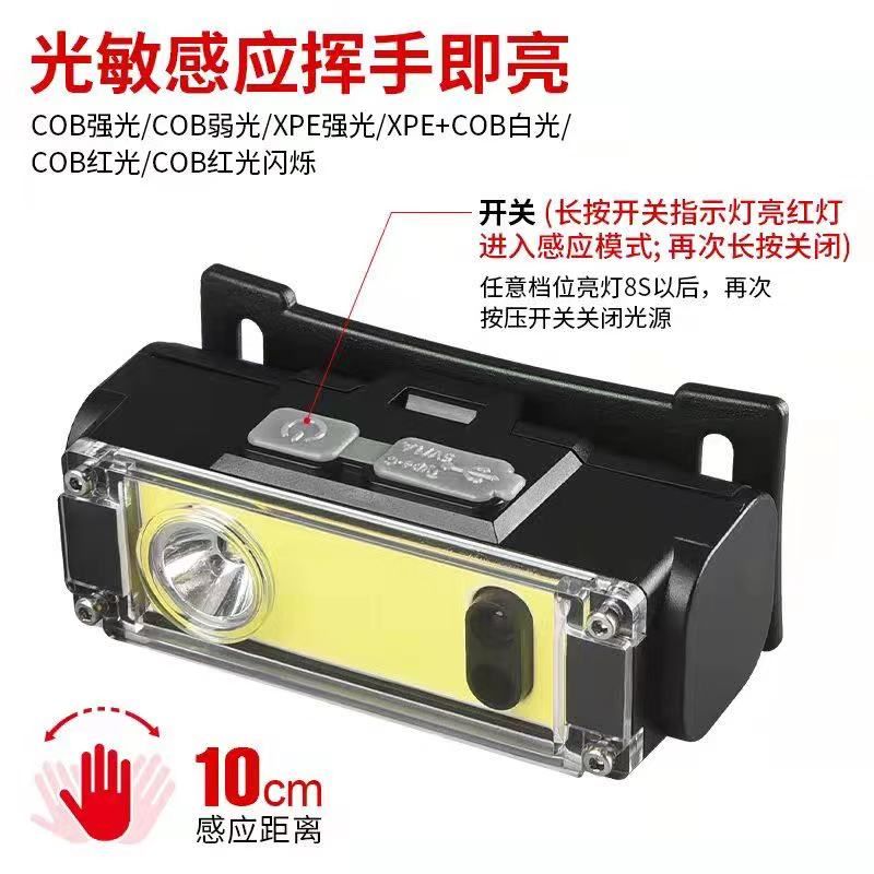 COB+XPE red light high-intensity charging head-mounted night fishing multi-functional intelligent sensing outdoor headlamp Application Scenario