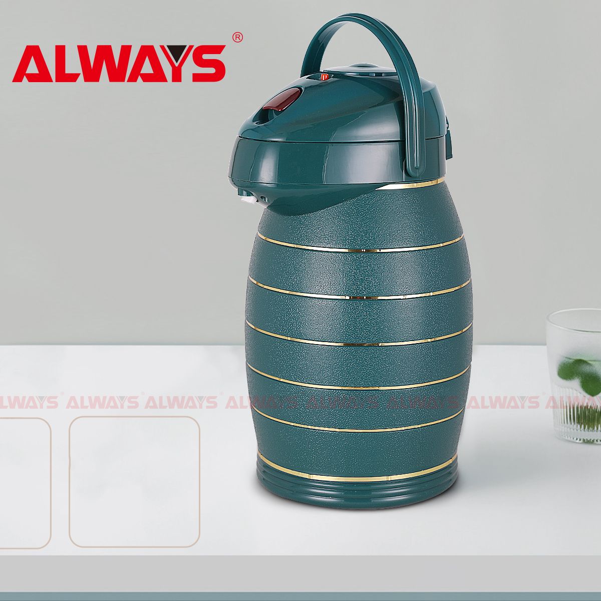 3.0L plastic shell glass inner liner insulated coffee pot with good heat preservation effect, pressure pot