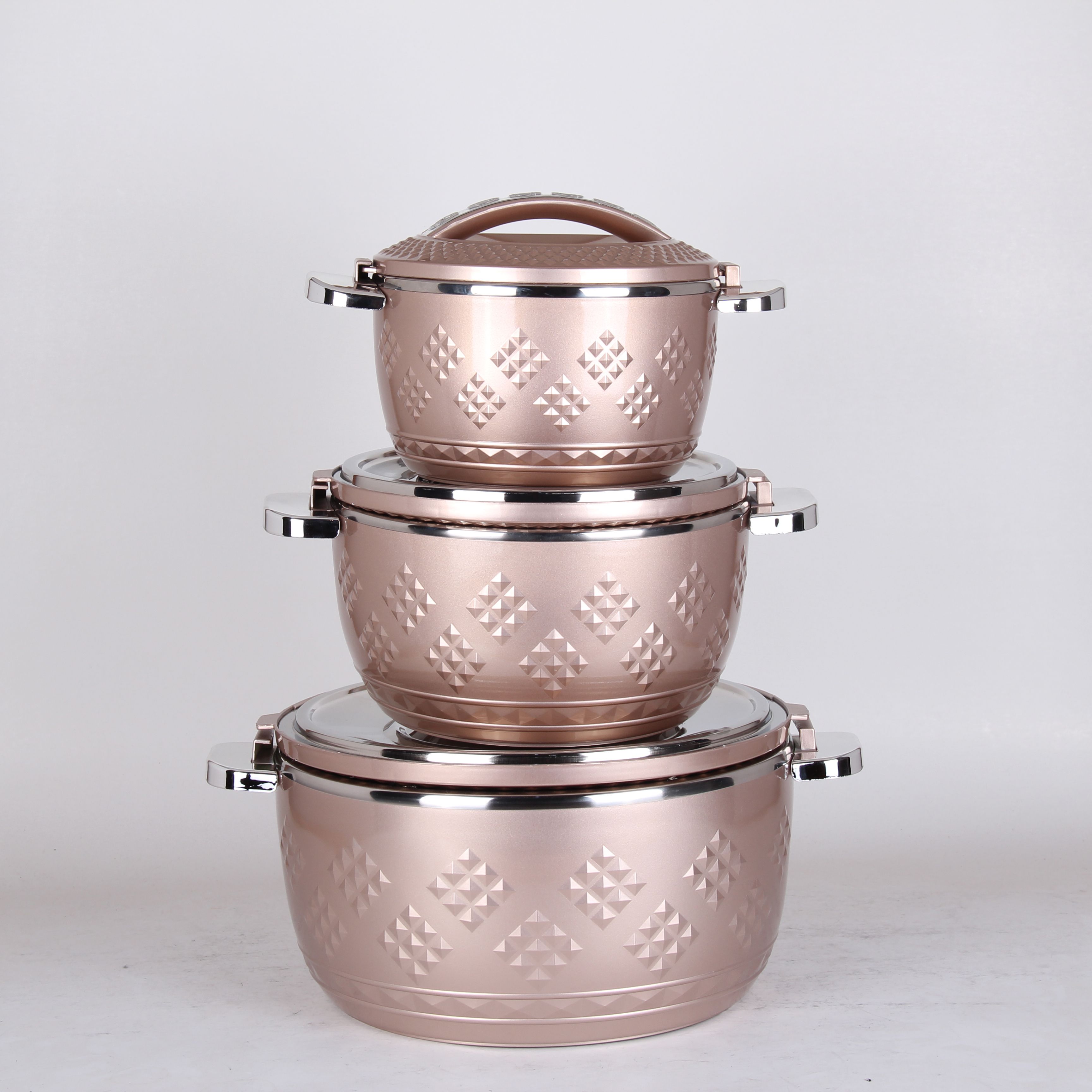 Always Three-Piece Plastic Electroplated Shell Stainless Steel Inner Liner Insulated Lunch Box details Picture