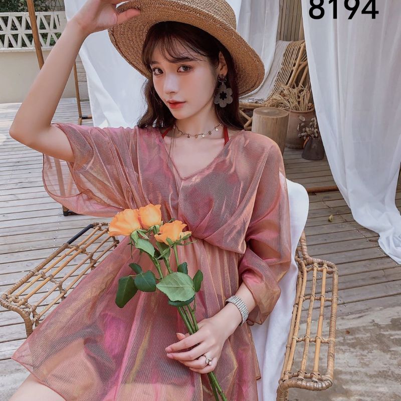 Polyester Still Swimsuit Fairy Three-Piece Set Outer Yarn 8194 details Picture