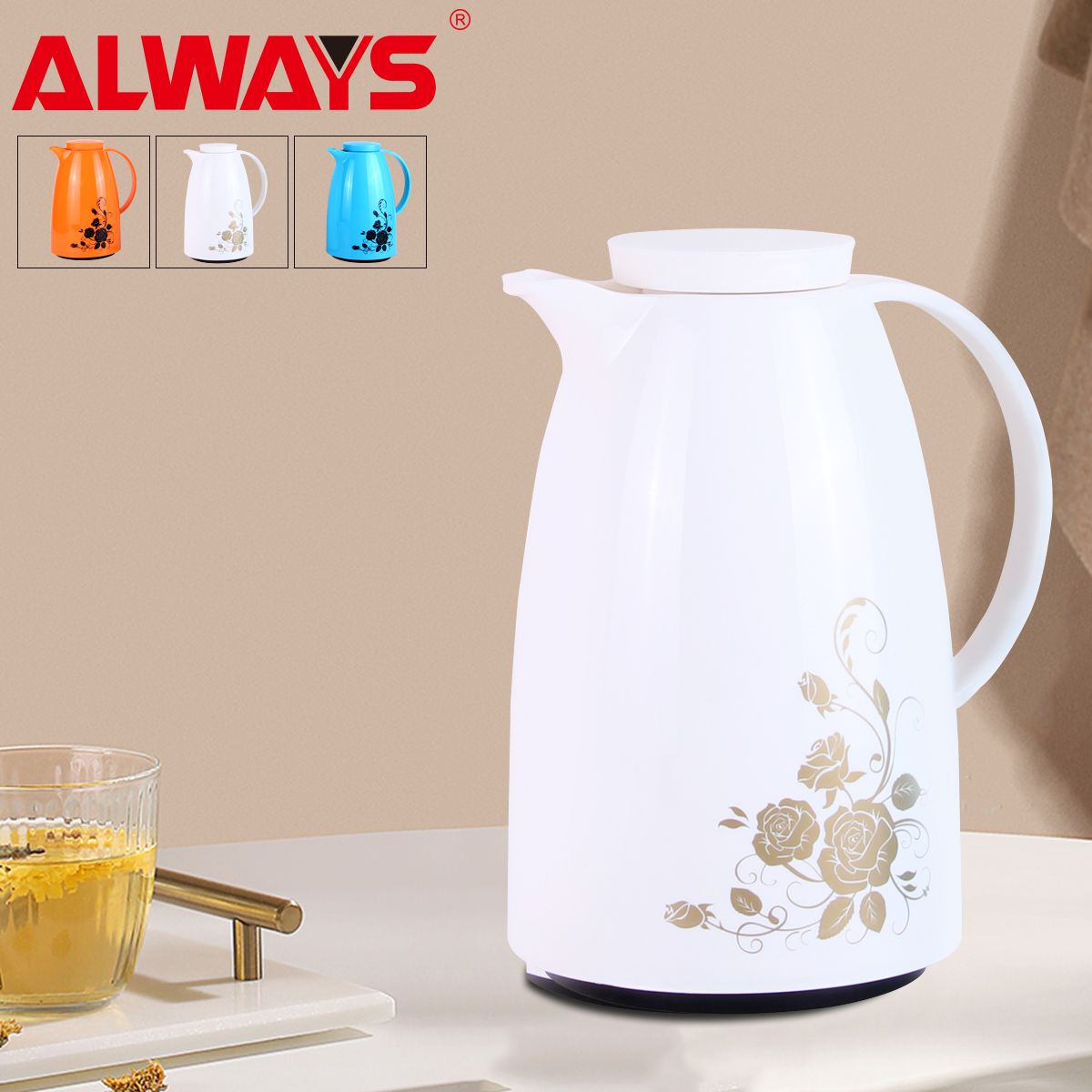 The 1.0L full-capacity plastic shell and glass inner liner insulated coffee pot and thermos have excellent heat preservation effect
