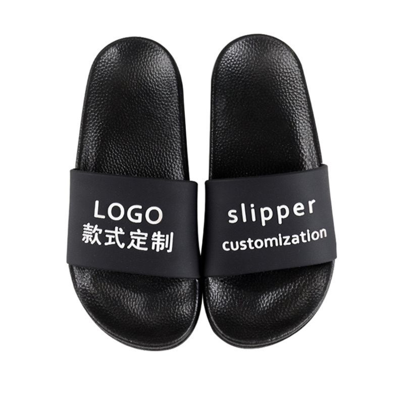 外贸定做PVC吹气家居室外一字沙滩拖鞋工厂印刷图案加logo