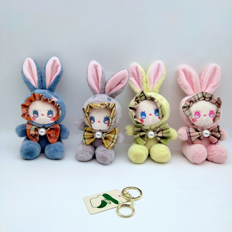 New creative wonderland square rabbit keychain backpack pendant personalized student couple plush toy small gift