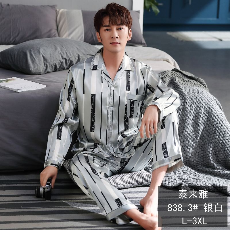 Spring and autumn silk men's pajamas