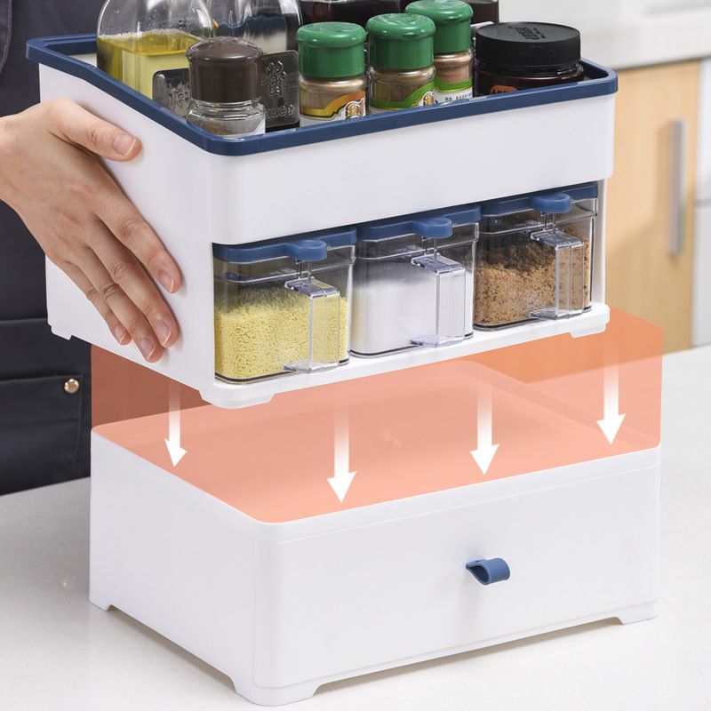 Fashionable kitchen storage rack, oil, salt, soy sauce, vinegar seasoning box, seasoning jar and bottle set, combination knife rack Item Picture