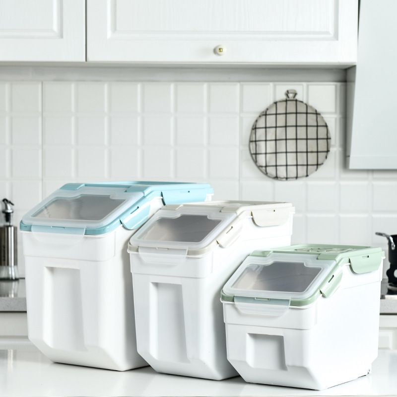 Korean-style kitchen household rice bucket, moisture-proof and insect-proof plastic rice bucket, grain storage bucket full figure