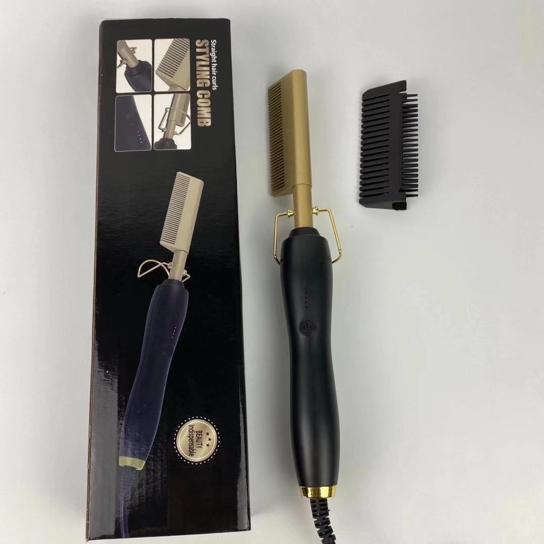 Electric curling hair comb, personal curling iron, dry and wet dual-purpose copper comb, multi-purpose electric hair straightening comb details Picture