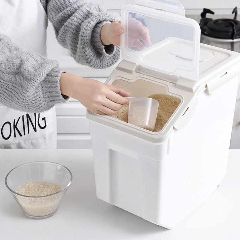 Korean-style kitchen household rice bucket, moisture-proof and insect-proof plastic rice bucket, grain storage bucket details Picture