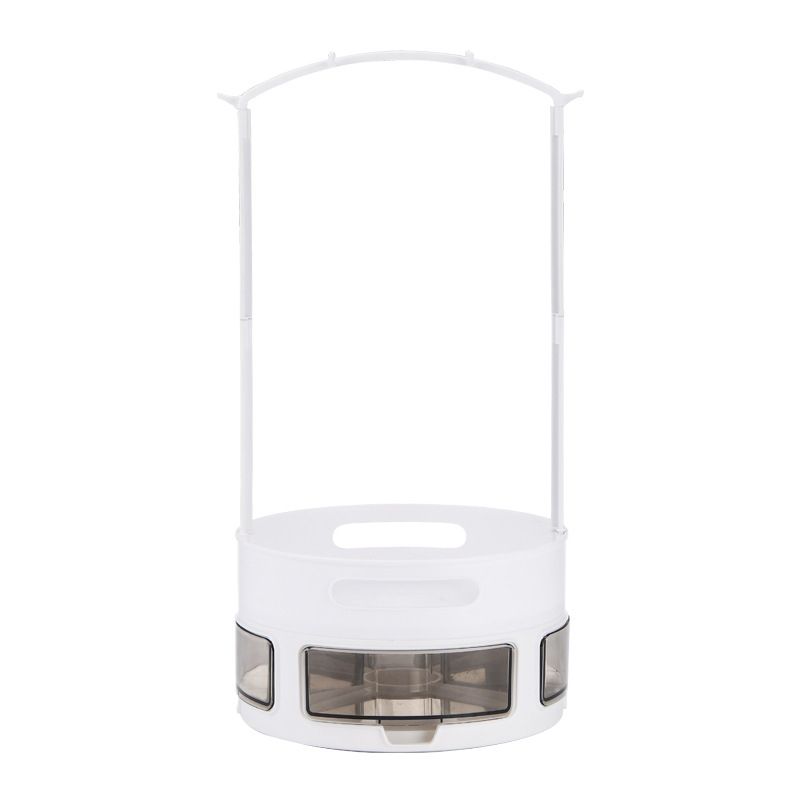 A double-layer storage tray for oil, salt, soy sauce and vinegar bottles, specially designed at the corner of the countertop with a rotatable kitchen seasoning rack Item Picture