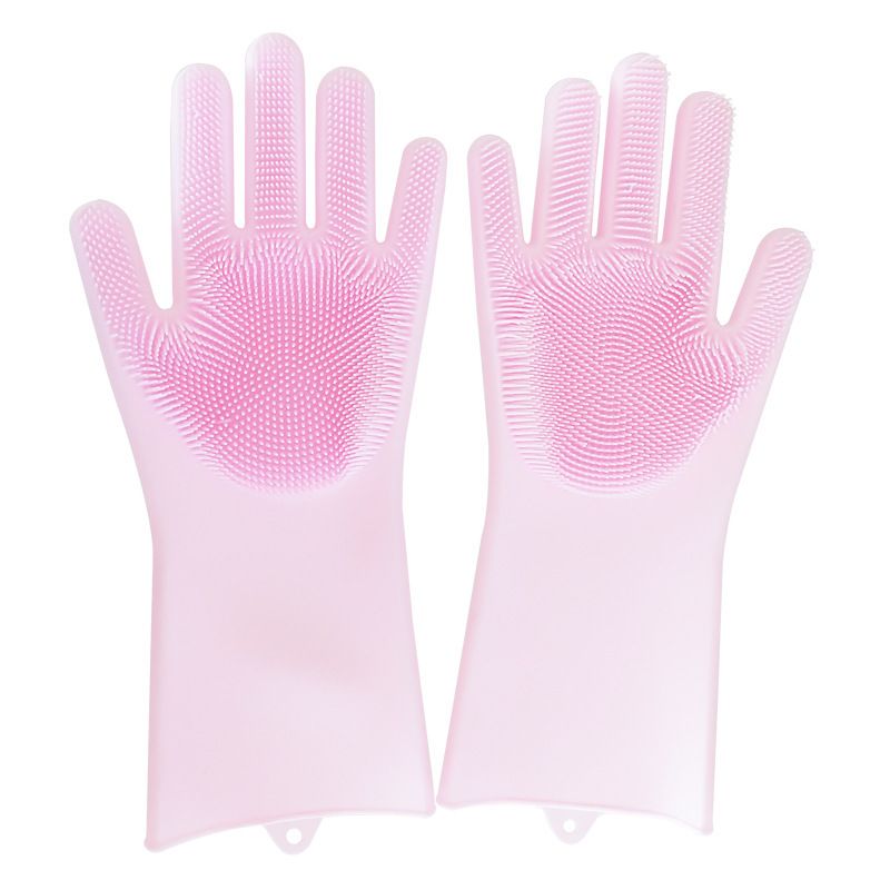 Korean magic silicone gloves for cleaning bathroom and kitchen animal hair. Silicone brush heads for washing dishes are heat-insulating and easy to clean Specification image