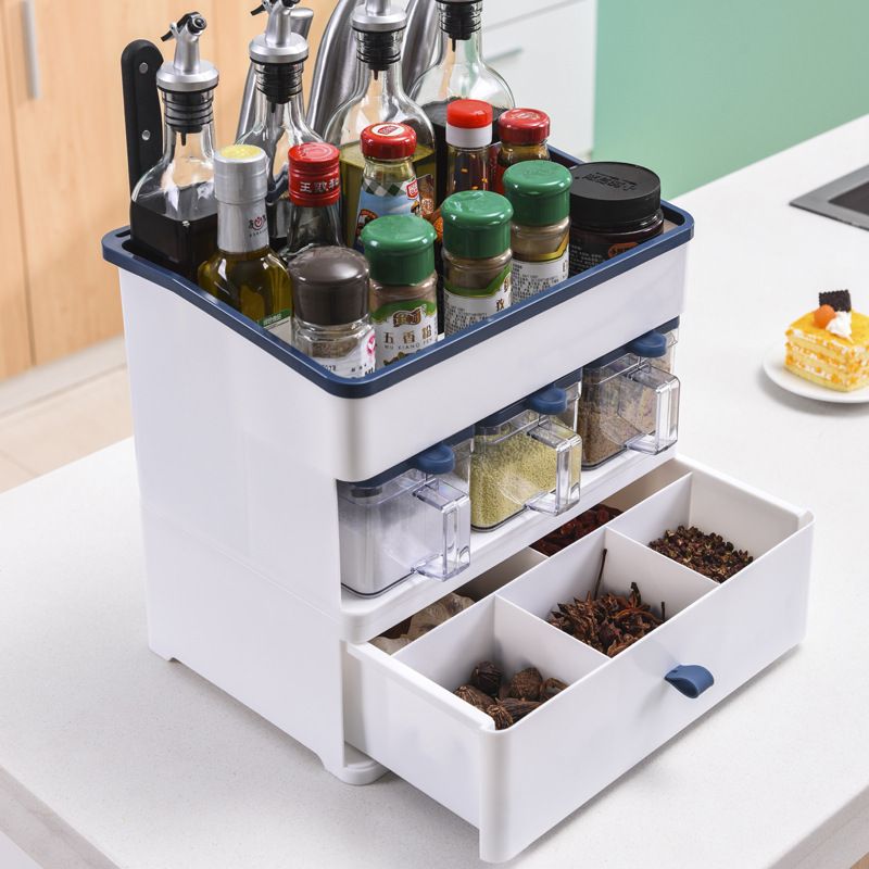 Fashionable kitchen storage rack, oil, salt, soy sauce, vinegar seasoning box, seasoning jar and bottle set, combination knife rack details Picture
