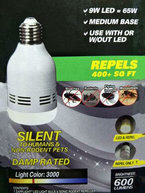 ZAPP LIGHT Rodent Control Bulb, mosquito and rodent repellent, rodent control, cockroach control, fly and mosquito control bulb details Picture