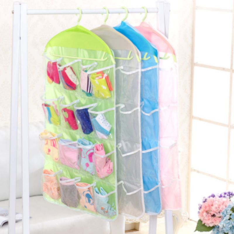 16-compartment clothing, socks and underwear storage hanging bag Item Picture