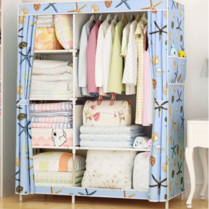 Simple wardrobe with steel frame and non-woven fabric wardrobe details Picture