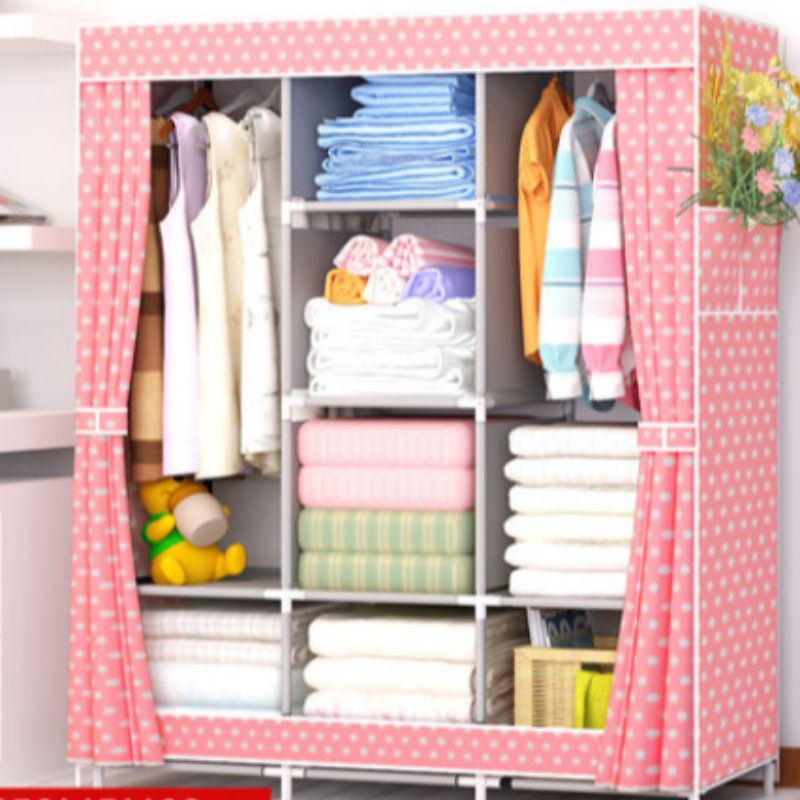 Simple wardrobe, reinforced dust-proof fabric wardrobe, folding wardrobe