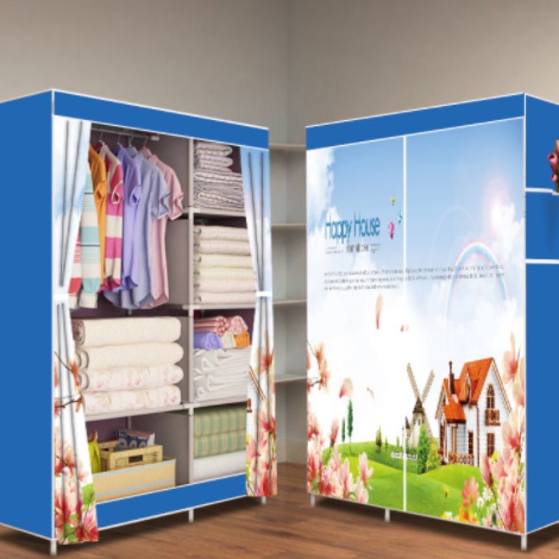 Single-pole side-pull simple fabric wardrobe details Picture