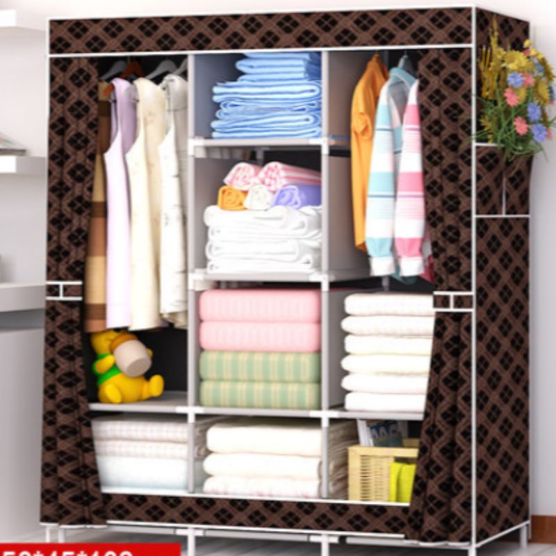 Simple wardrobe, reinforced dust-proof fabric wardrobe, folding wardrobe details Picture