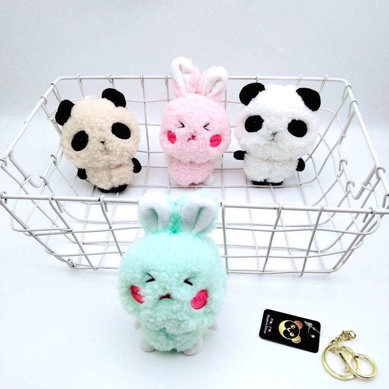 Cute panda rabbit key chain plush doll pendant accessories Creative gift cartoon key chain doll wholesale