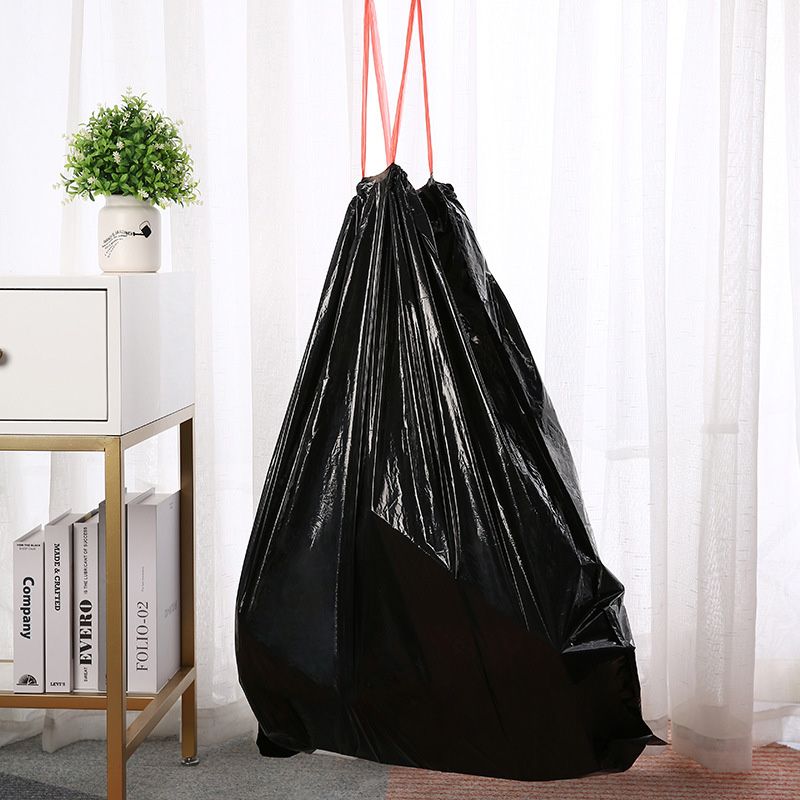 211208黑色家用抽绳垃圾分类袋一次性免撕抽纸式垃圾袋厨房塑料袋大号垃圾袋详情图3