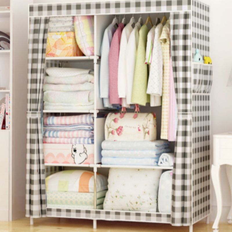 Simple wardrobe with steel frame and non-woven fabric wardrobe Specification image