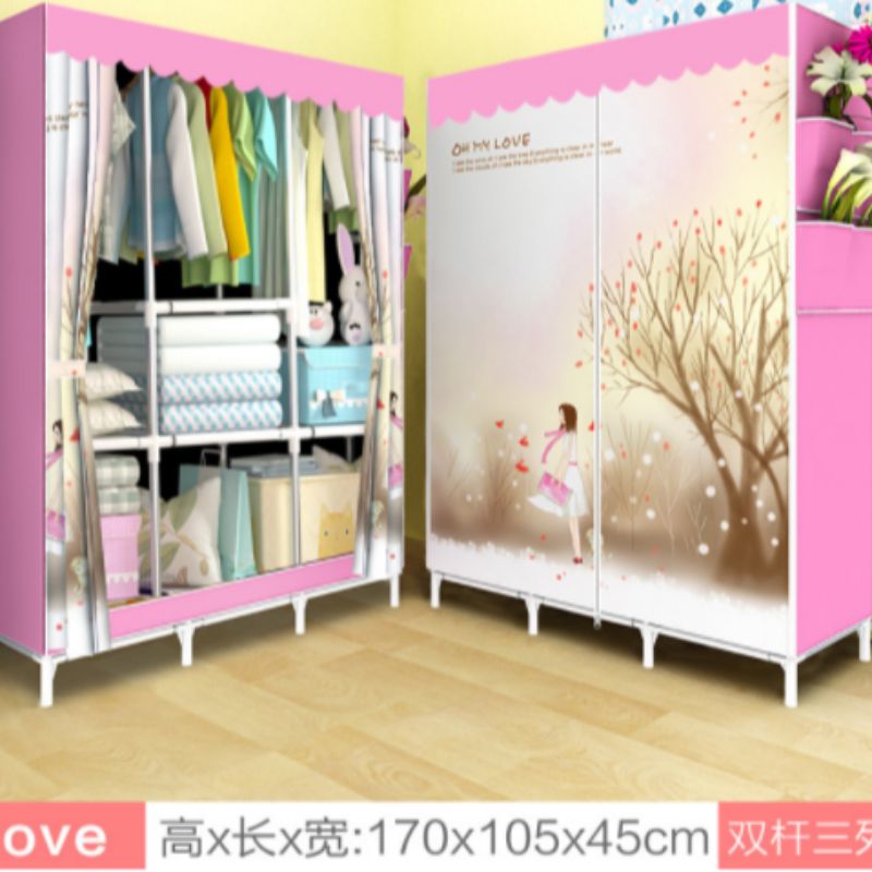 单人床+床头柜+梳妆台+衣柜实物图