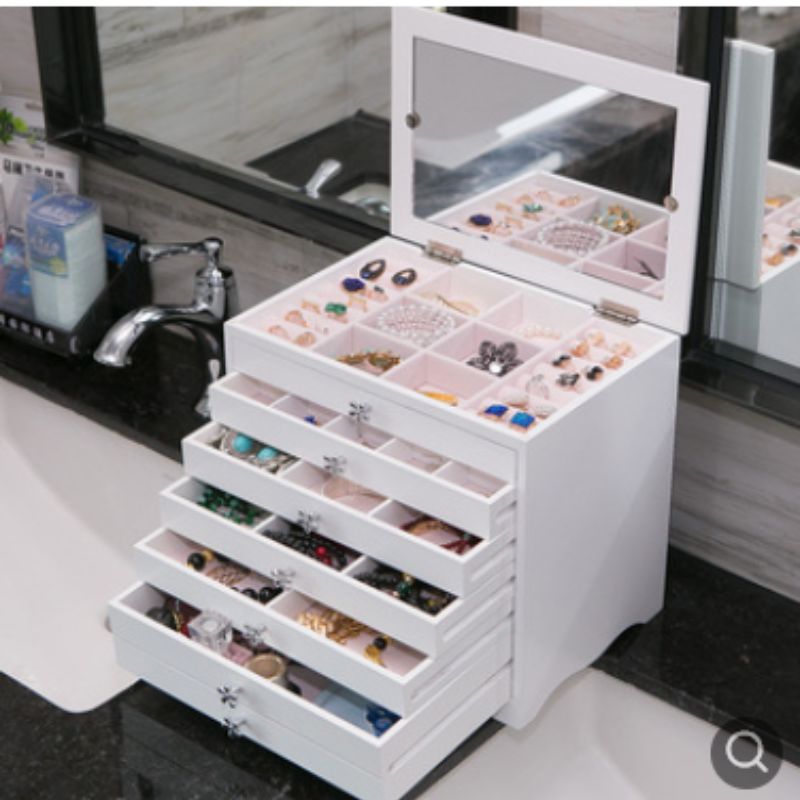 Wooden drawer jewelry box storage box full figure