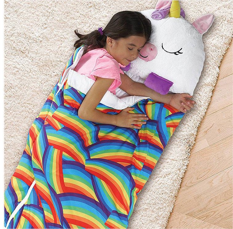 现货新款睡袋儿童款折叠抱枕卡通动物儿童睡袋防踢儿童睡袋亚马逊详情1
