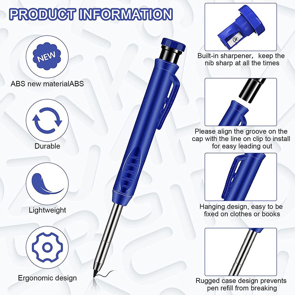 Art supplies, long nose, deep hole, solid mechanical, woodworking, pencil, woodworking, marking, woodworking, architect, 3mm details Picture