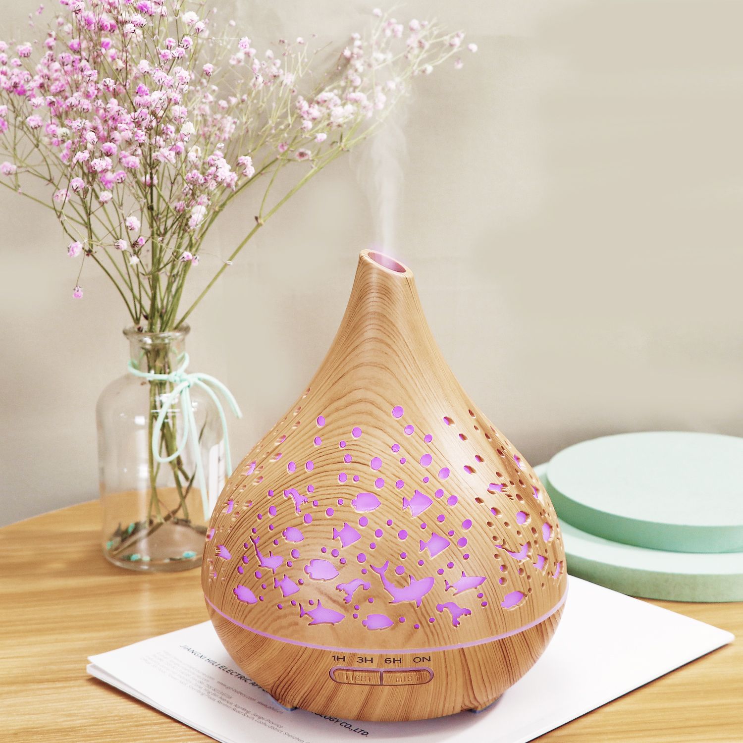 400ML wood grain color lamp humidifier aroma diffuser details Picture