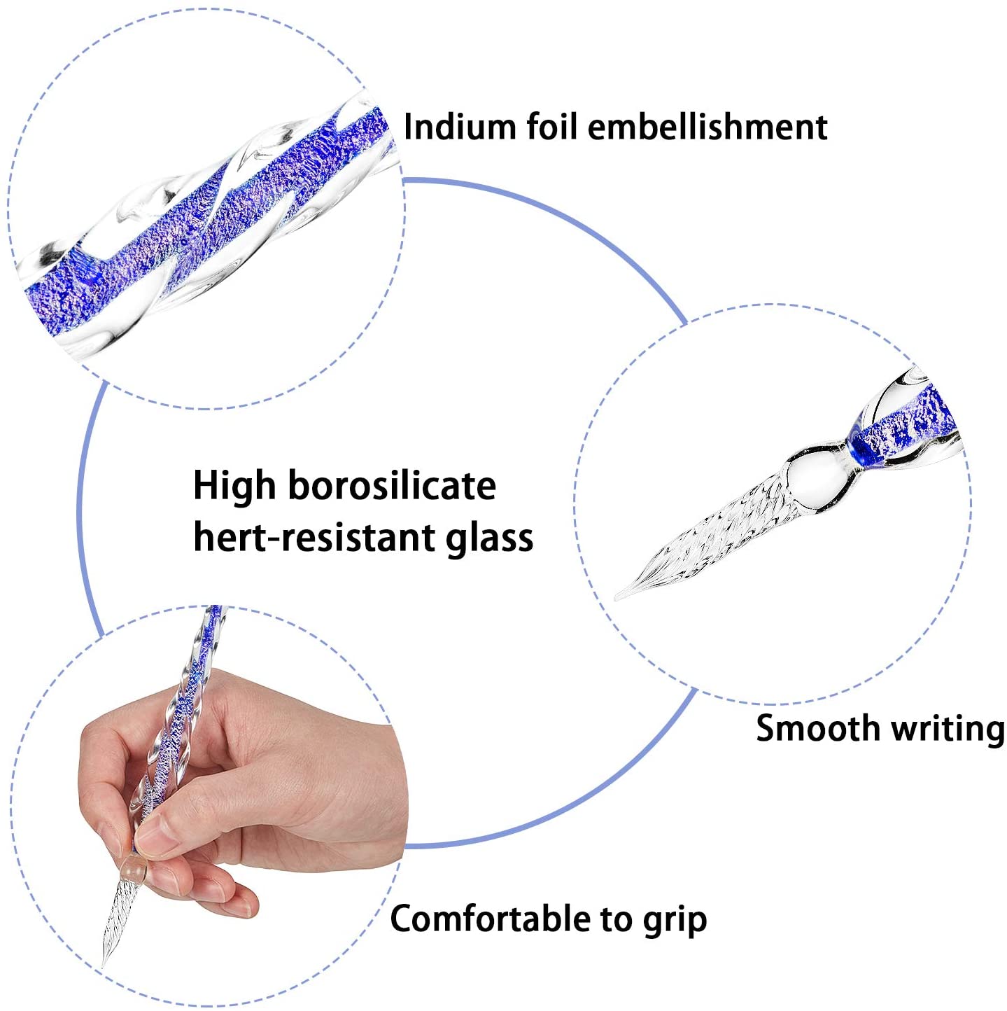Exquisite gift craft crystal glass dip pen glass signature pen for promoting business Christmas Specification image