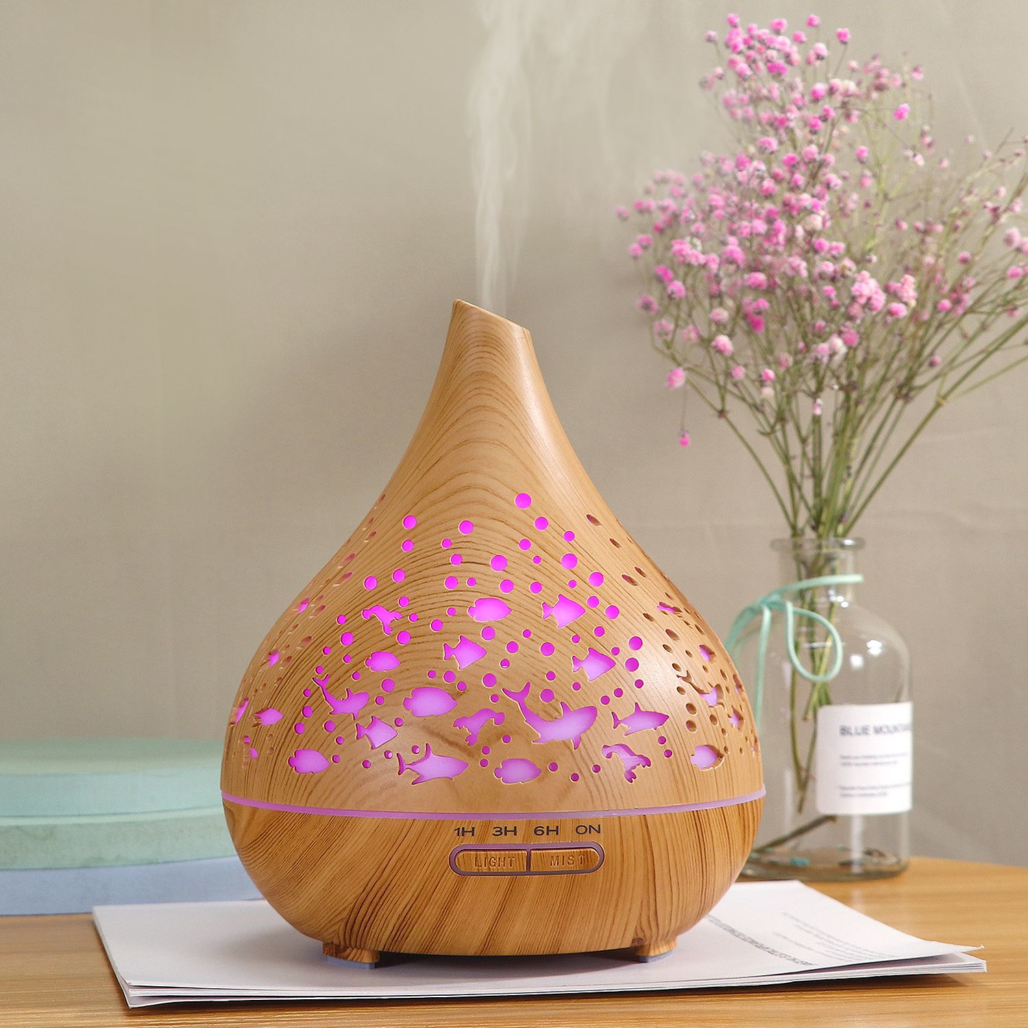 400ML wood grain color lamp humidifier aroma diffuser