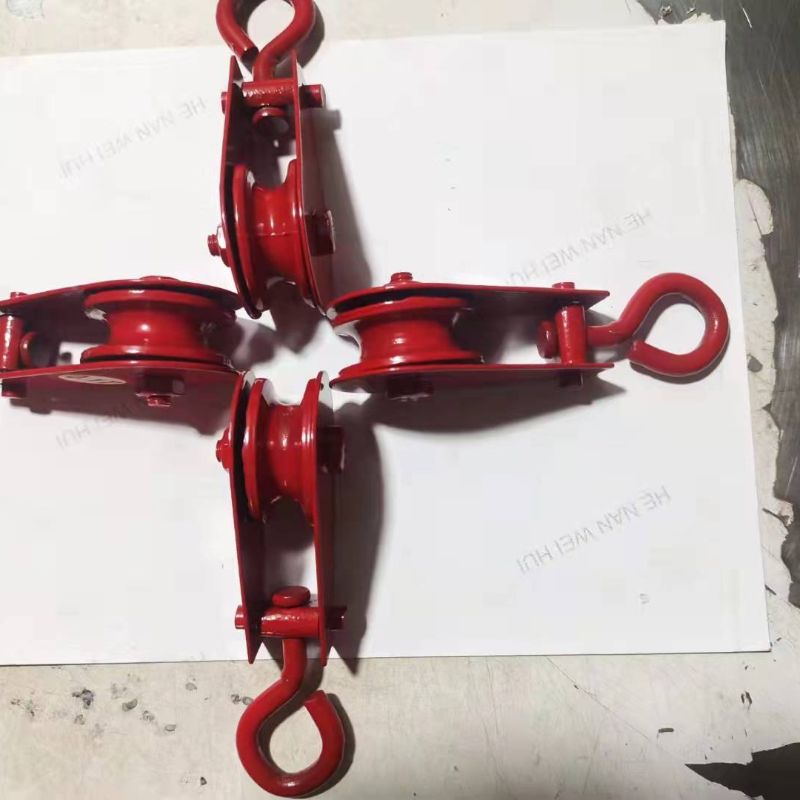 微型红色滑车小重量起吊机单轮吊线定滑轮手动钢丝绳滑轮省力起重滑车详情图4
