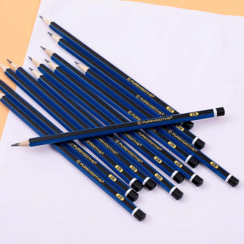 跨境东南亚蓝黑抽条学生文具写字练字画画12支盒装2B铅笔详情图4