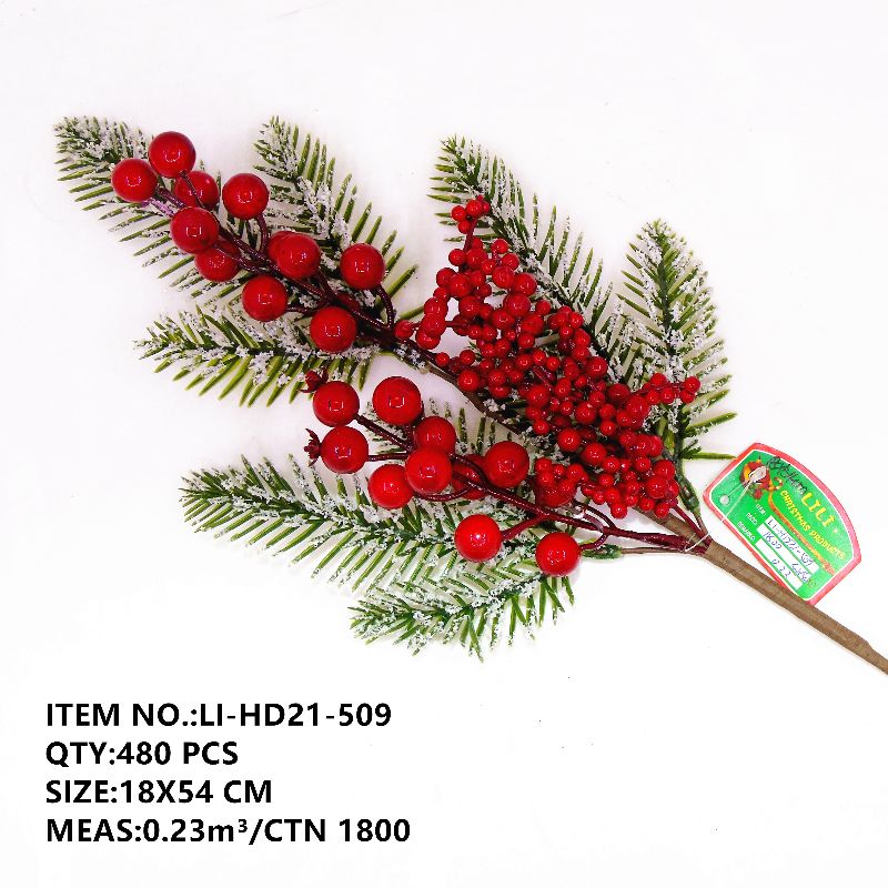 18X54CM圣诞仿真红果插枝装饰品