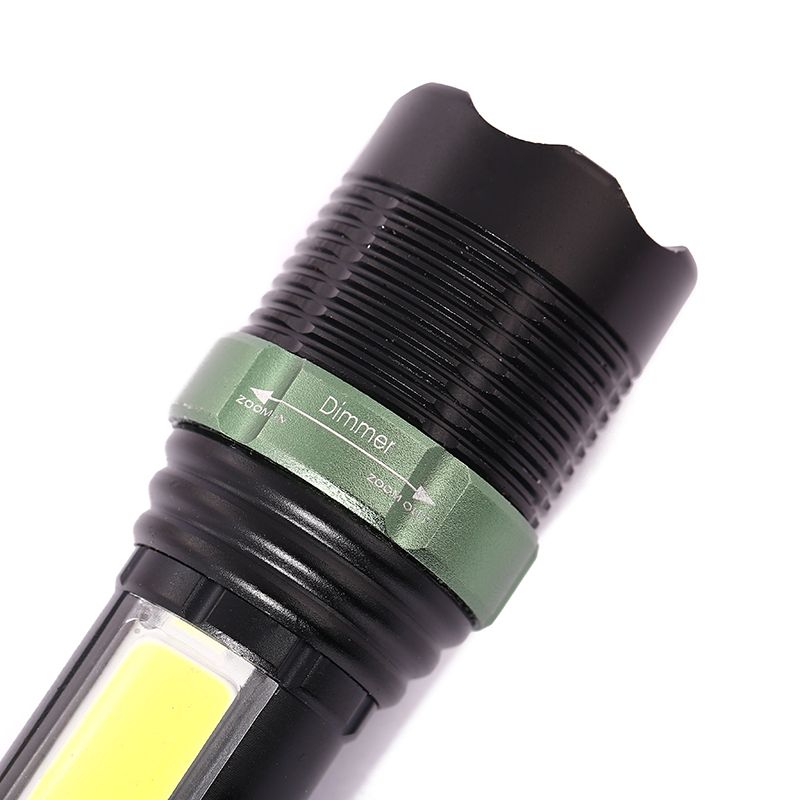 Household cob flashlight, outdoor camping powerful flashlight, aluminum alloy zoom flashlight, long-range gift flashlight Item Picture
