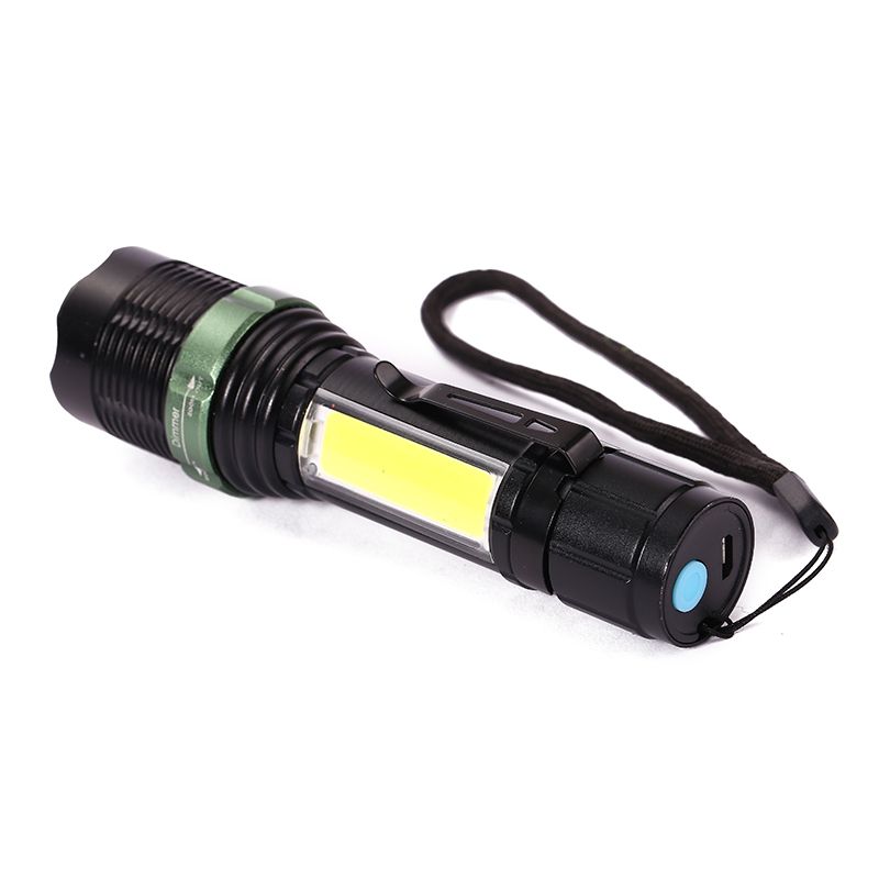 Household cob flashlight, outdoor camping powerful flashlight, aluminum alloy zoom flashlight, long-range gift flashlight pic 1