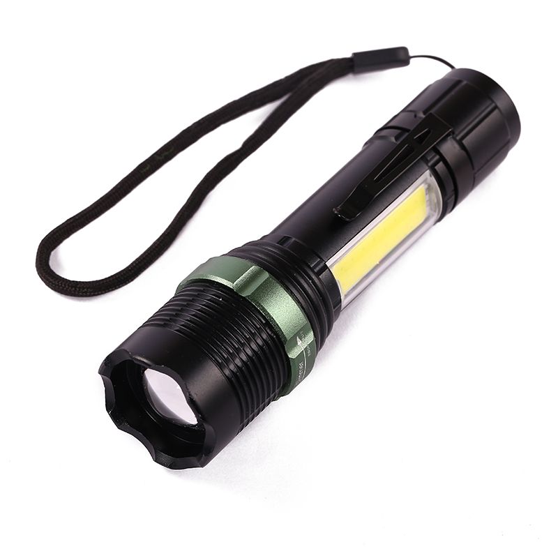 Household cob flashlight, outdoor camping powerful flashlight, aluminum alloy zoom flashlight, long-range gift flashlight details Picture