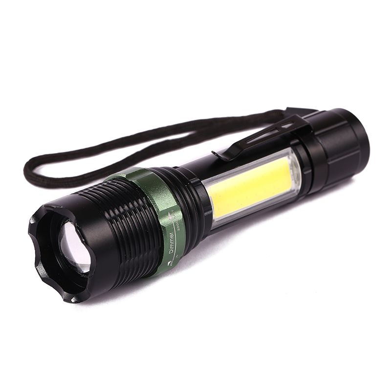 Household cob flashlight, outdoor camping powerful flashlight, aluminum alloy zoom flashlight, long-range gift flashlight