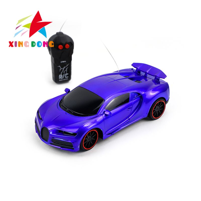Children's remote control car, two-way remote control car, transparent yellow/blue mixed toy remote control racing car
