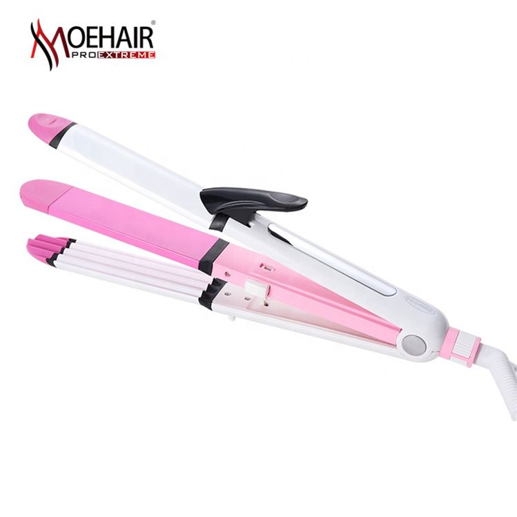 Wholesale Popular Custom 2 In 1 Hair Curler Crimper And Straightener Easily Use Switchable Plates Hair Curling Iron For Travel