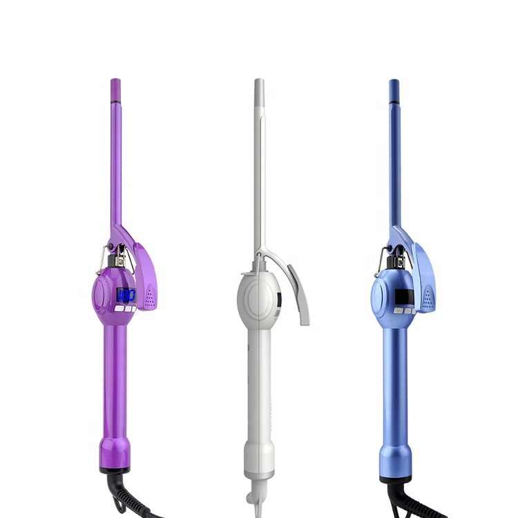 Moehair 30W Small Barrel Hair Curler Crimper Professional Ceramic Coating LCD Display Electric Rotating Hair Curling Iron