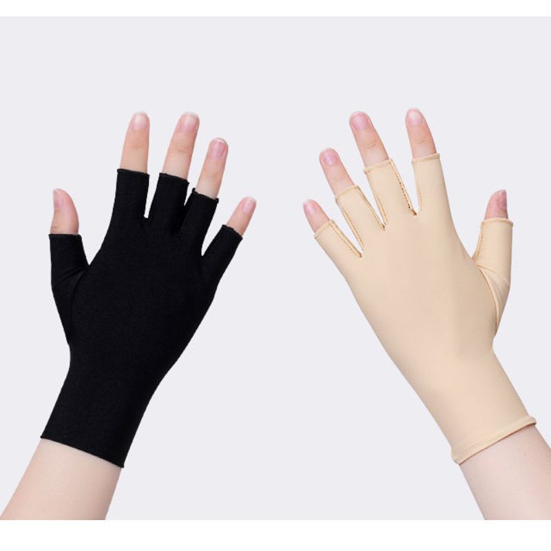 Summer thin stretch half-finger ice silk spandex sunscreen gloves thumbnail