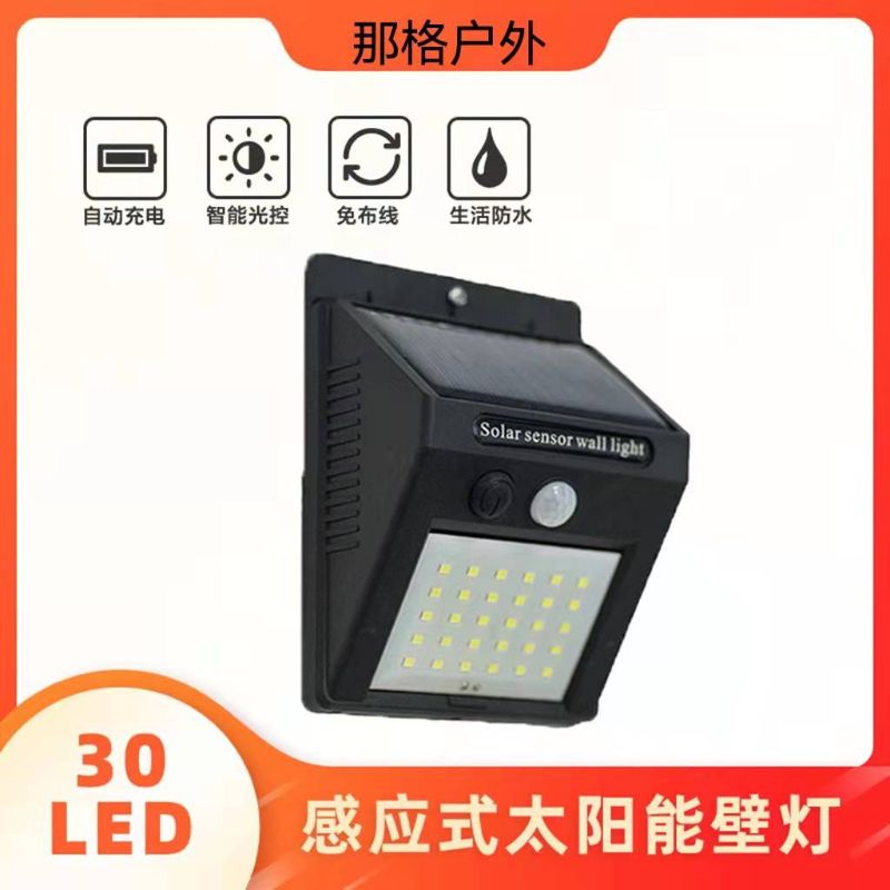 Solar lamps, outdoor garden and courtyard lamps, household human body sensor lamps, new rural street lamps, waterproof wall lamps, 30 leds Item Picture