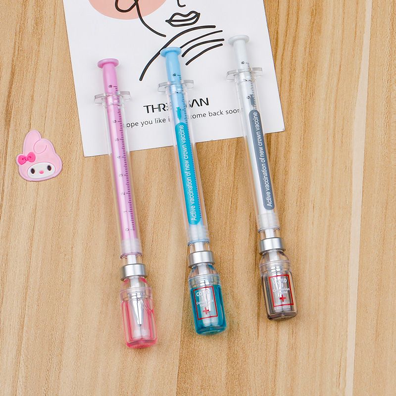 Creative stationery Cute cartoon neuter pen to promote vaccination pen Super cute black signature pen student gift