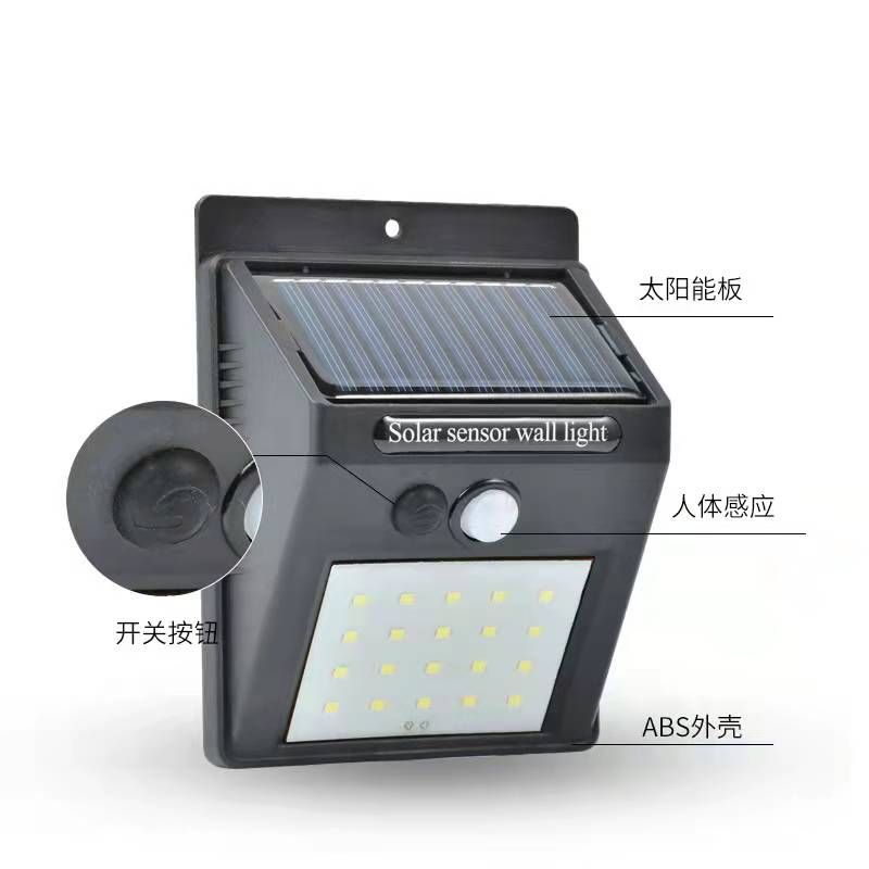 New solar lamp outdoor garden and courtyard lamp 20led human body sensor light control waterproof solar wall lamp details Picture